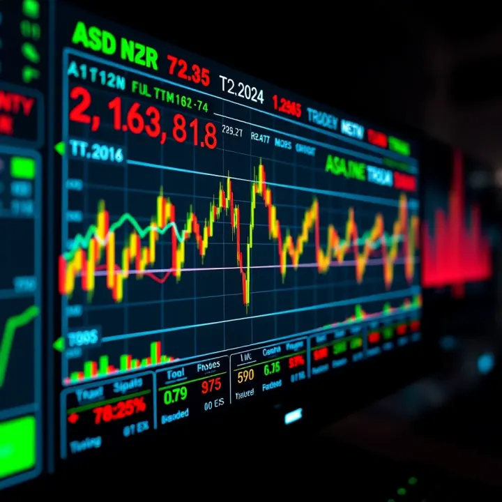 Illustration of a digital interface displaying automated trading signals for binary options