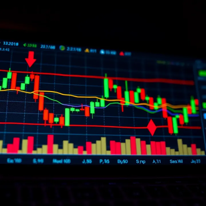 Chart illustrating basic strategies for beginners in binary options trading with highlighted entry and exit points