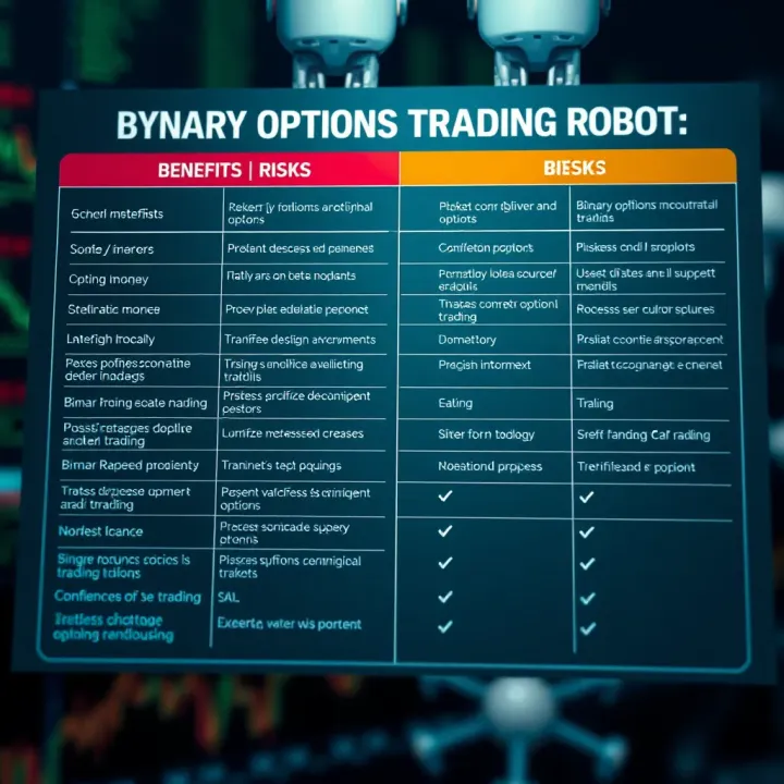 Benefits and Risks of Binary Options Trading Robots Comparison chart showing benefits and risks associated with using binary options trading robots