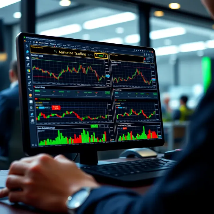 User interface of a leading day trading software showing multiple real-time market charts and analytics tools
