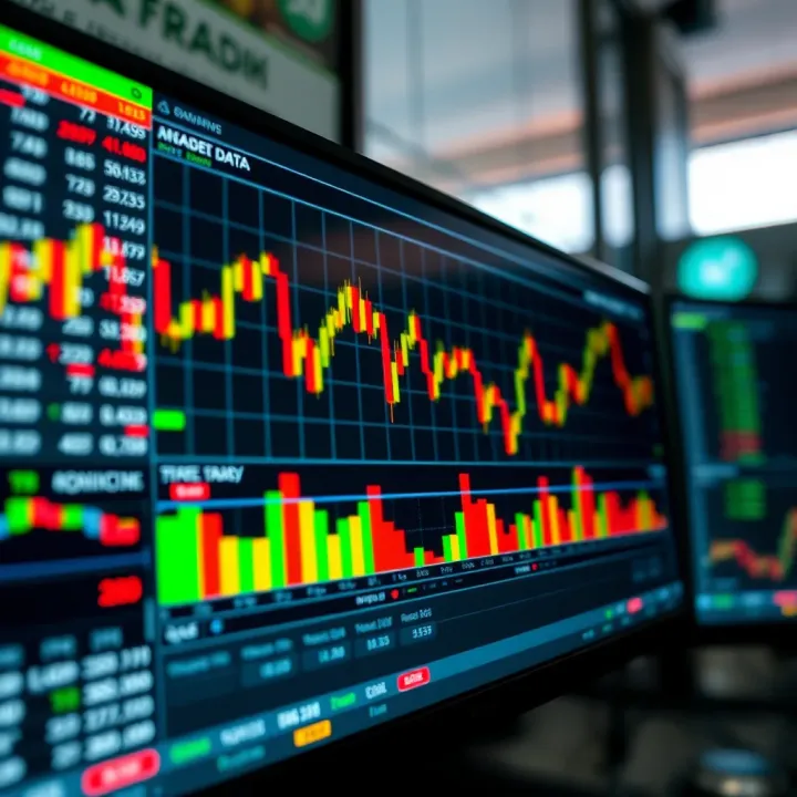 Trading Platform Interface with Real-Time Market Data Screenshot of a trading platform interface showing real-time stock charts and technical indicators