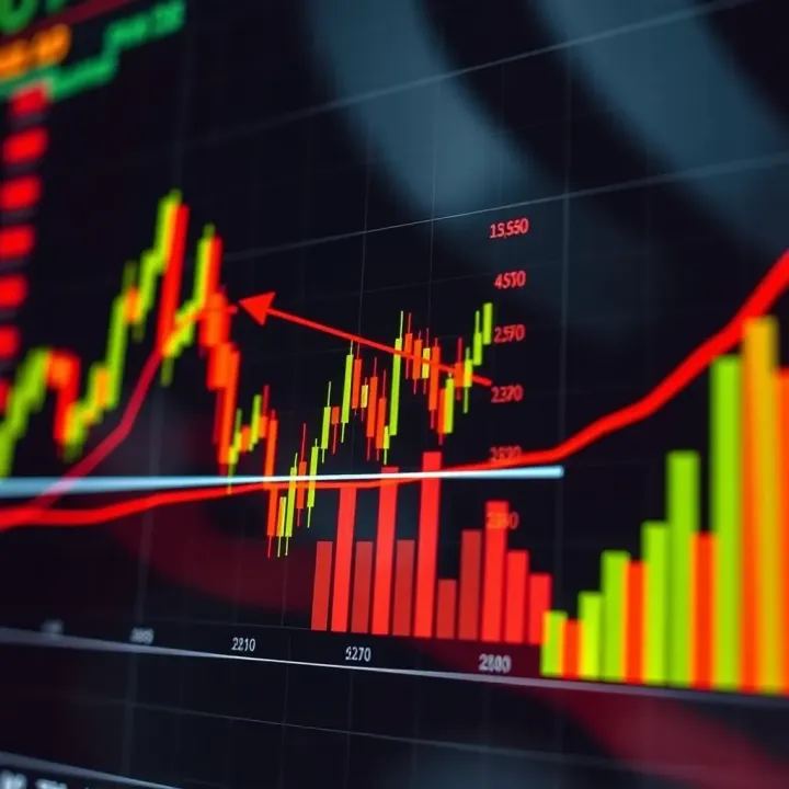 Graph showing stock price fluctuations with highlighted buying and selling points for day trading