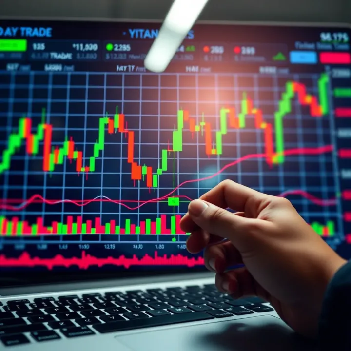Stock chart showing fluctuations and trading volume in a dynamic market