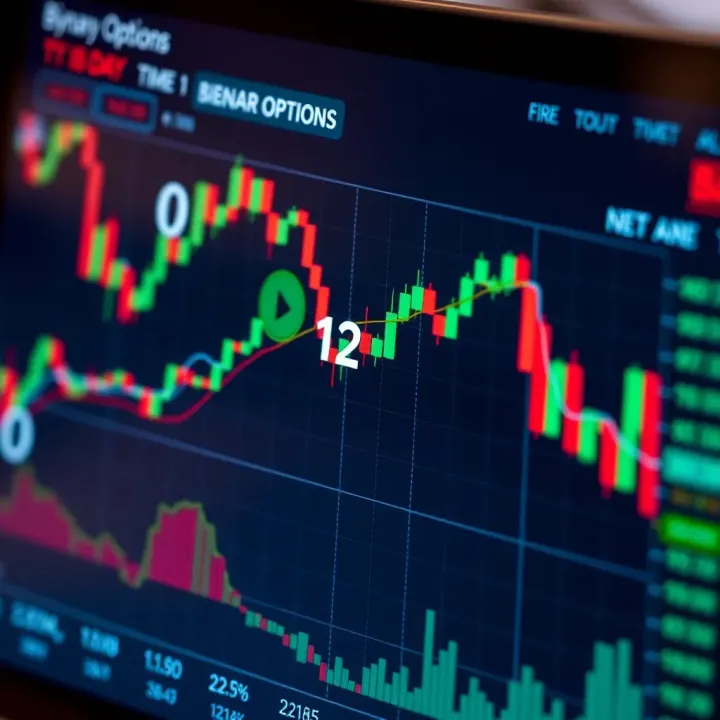 Financial trading chart highlighting optimal times for binary options