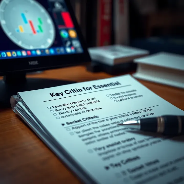 Key Criteria for Choosing Reliable Binary Options Courses Checklist highlighting essential criteria to select reliable binary options courses
