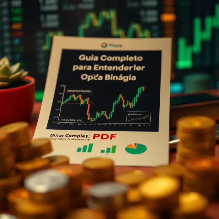 Downloadable PDF Guide for Binary Options Investing Illustration of a digital document representing a downloadable PDF with financial graphs
