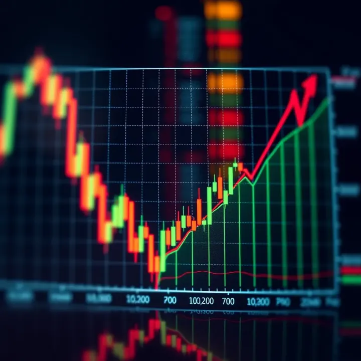 Graph illustrating the dynamics of binary options trading with upward and downward trends