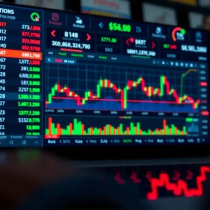 Binary options trading platform interface showing asset price charts and buy sell options