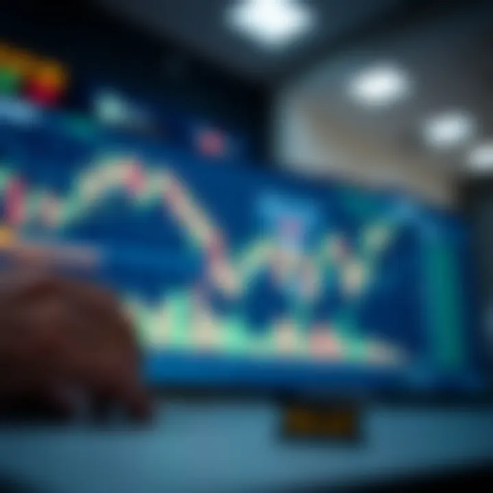 Binary options trading concept with charts and financial symbols
