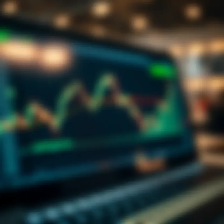 Graph showing upward trend with binary options signals on a digital trading platform