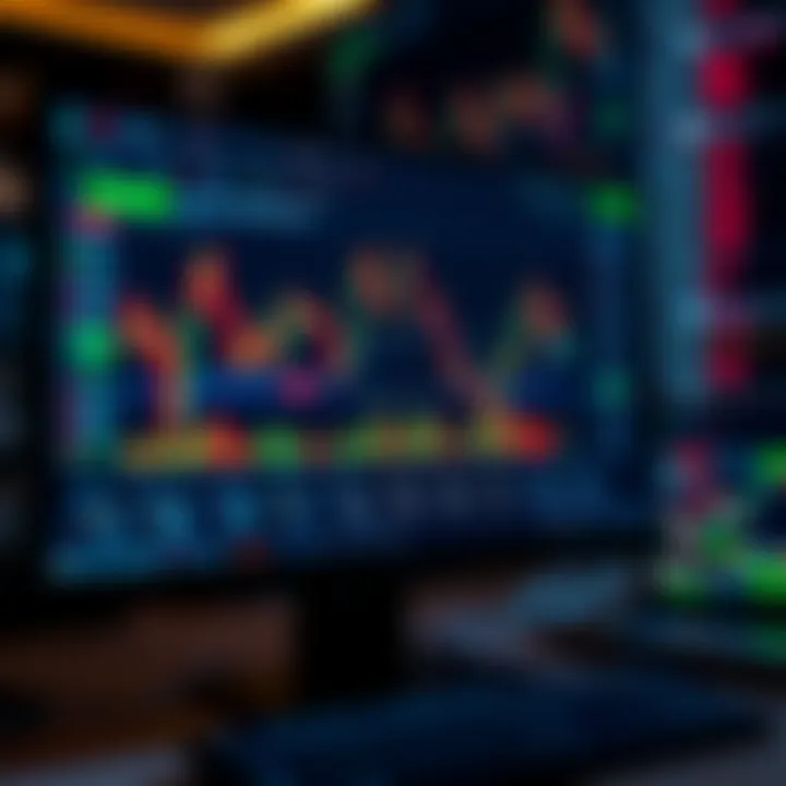 Modern computer screen displaying financial trading platform with charts and graphs