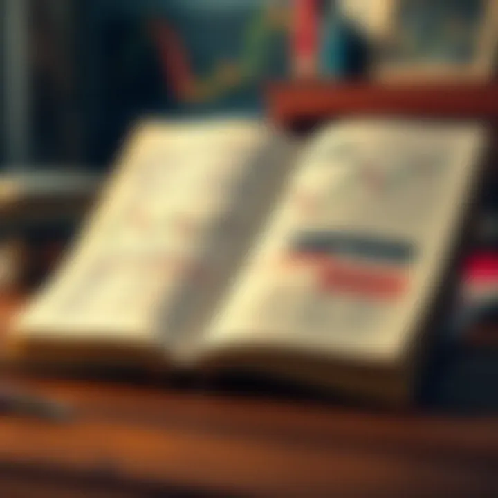 Market Analysis and Trading Strategies in Price Action Literature Open book showing market analysis charts and annotations for trading strategies