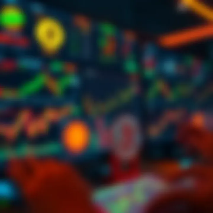 Interface showing multiple cryptocurrency trading platforms with analytics and charts