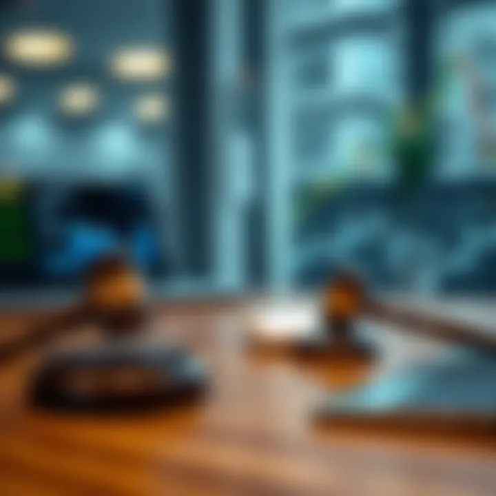 Conceptual illustration showing essential tools and legal aspects for binary options education