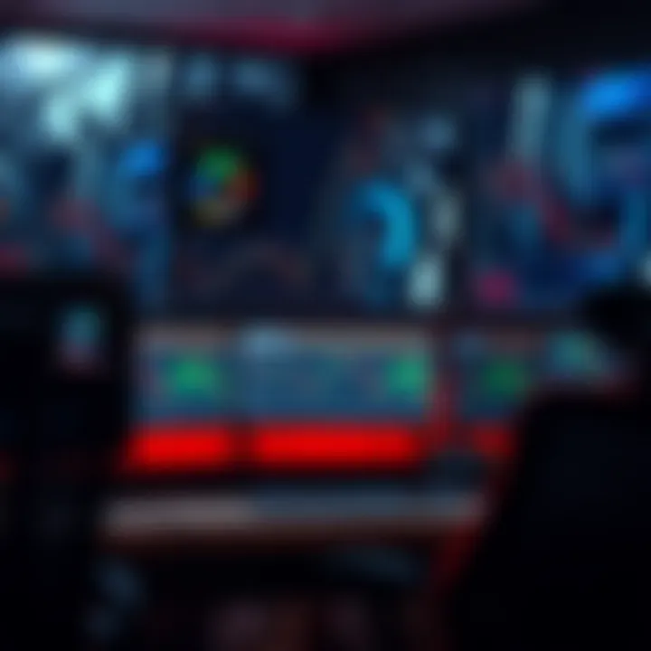 Personalized Trading Workspace Using Wallpapers for Improved Focus Customized trading workspace featuring multiple monitors with personalized wallpapers enhancing focus