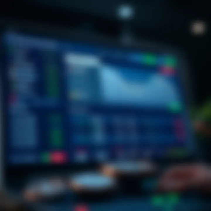 Illustration showing a demo trading account interface with virtual funds and trading options