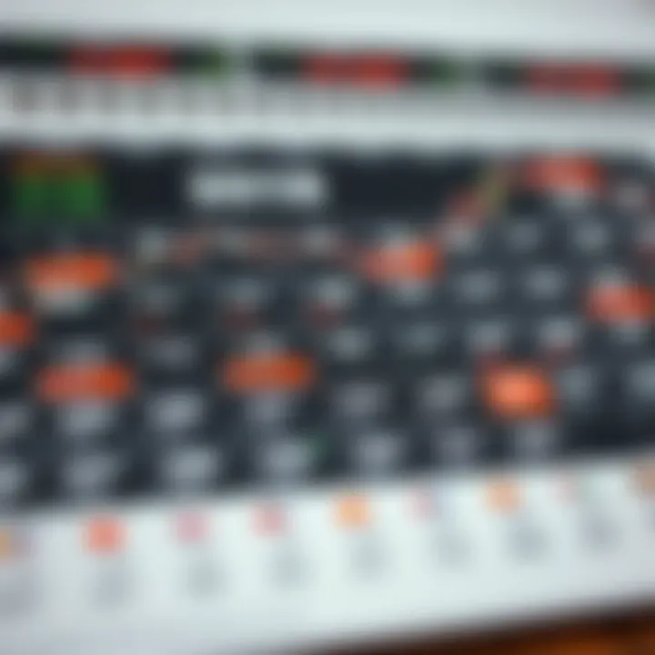 Economic calendar with financial market icons and dates marked