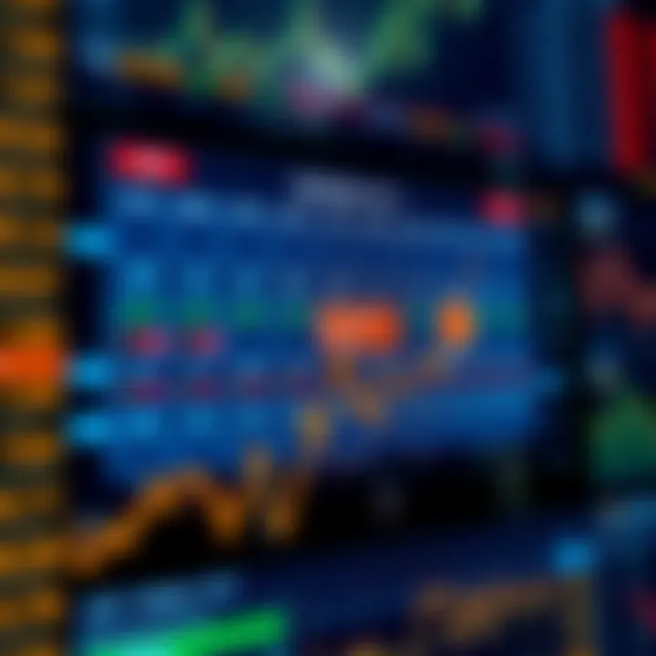 Economic calendar with key financial indicators highlighted on a digital screen