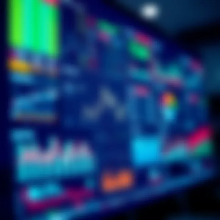 Detailed market research data visualization on digital screen