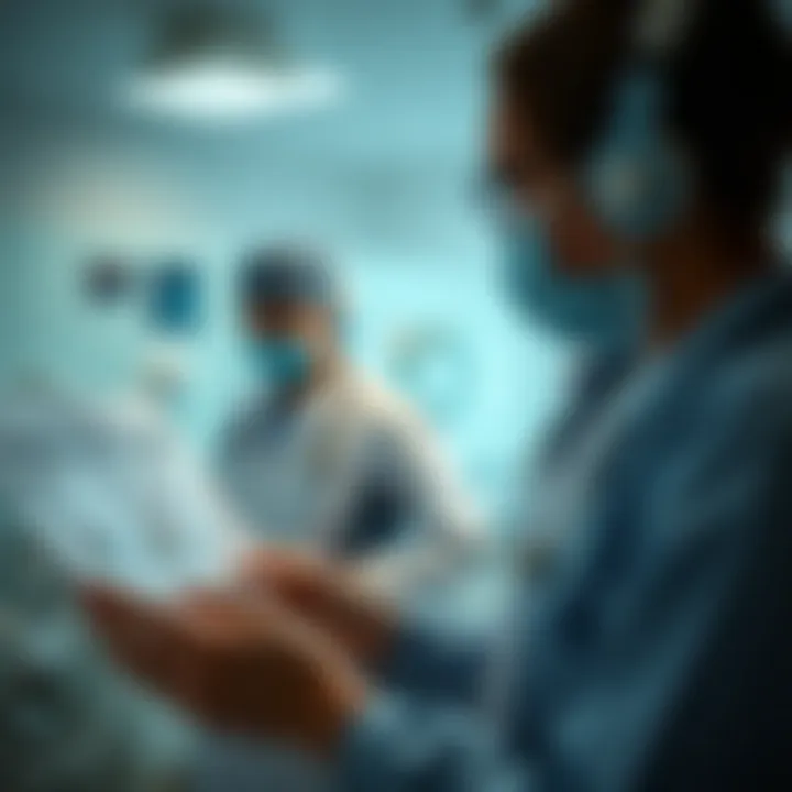 Risk Assessment and Safety Planning in Healthcare Medical staff reviewing risk assessment charts in a clinical setting