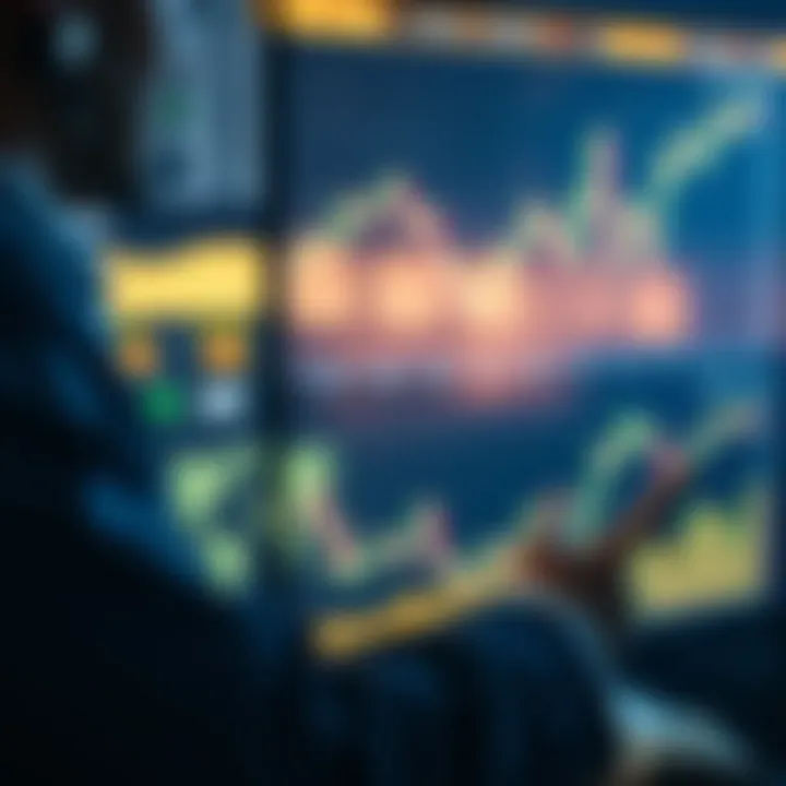 Investor analyzing financial data and economic indicators on a digital screen