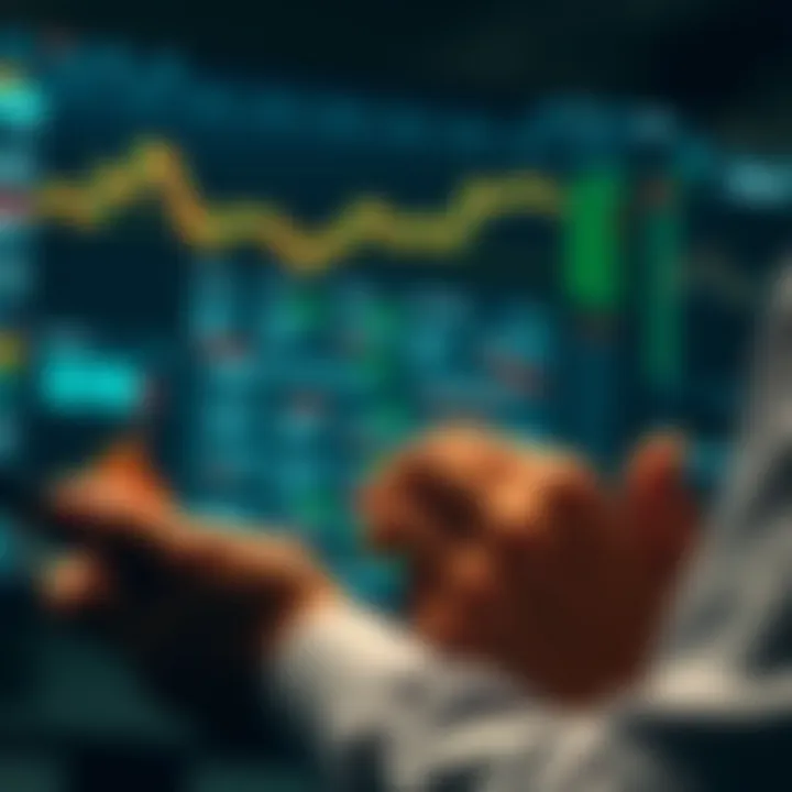 Investor analyzing a digital economic calendar on a tablet with market data
