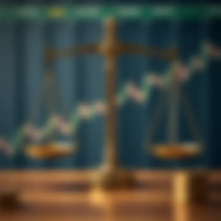 Legal Considerations and Market Differences in Binary Options Trading Illustration of legal scales balancing binary options and traditional investments