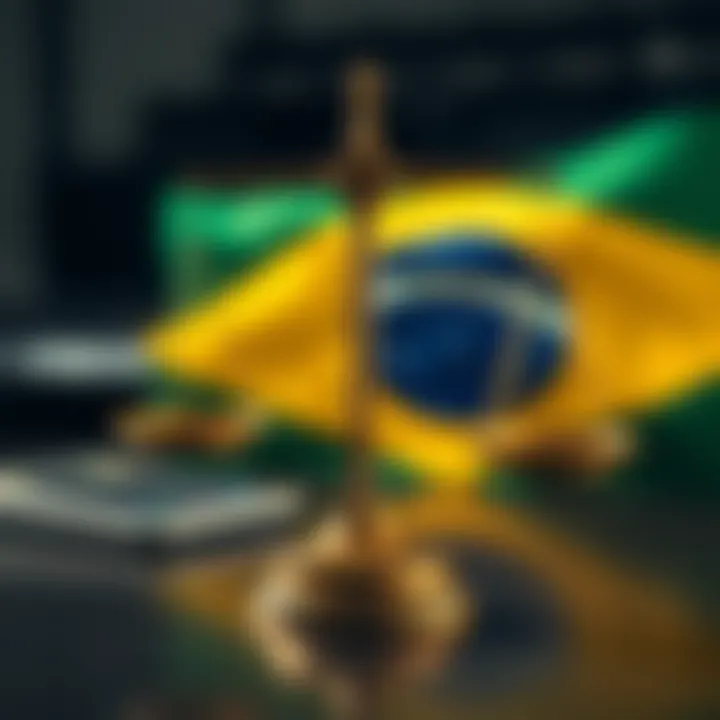 Regulation of Binary Options in Brazil Illustration of legal scales with Brazilian flag symbolizing regulation of binary options investment in Brazil