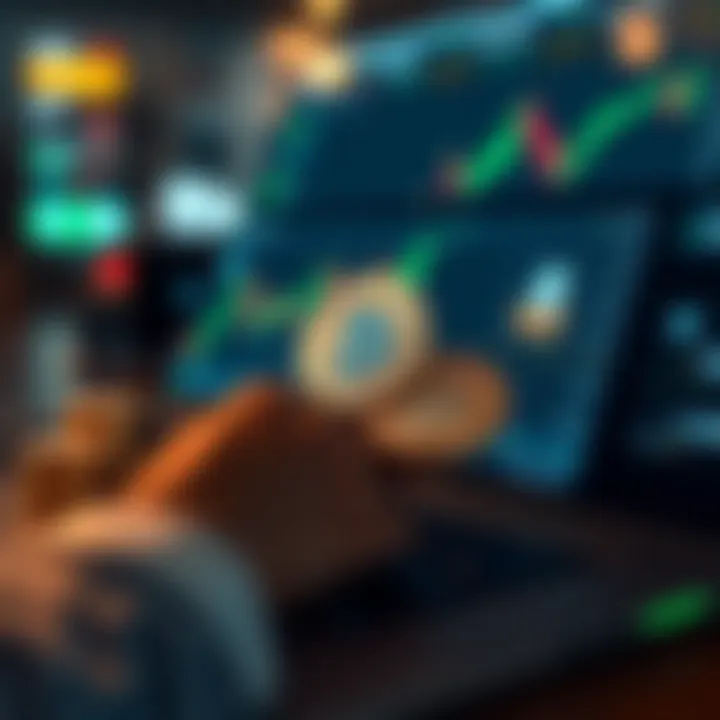 Conceptual graphic showing risk-free investment testing with virtual currency on digital platform