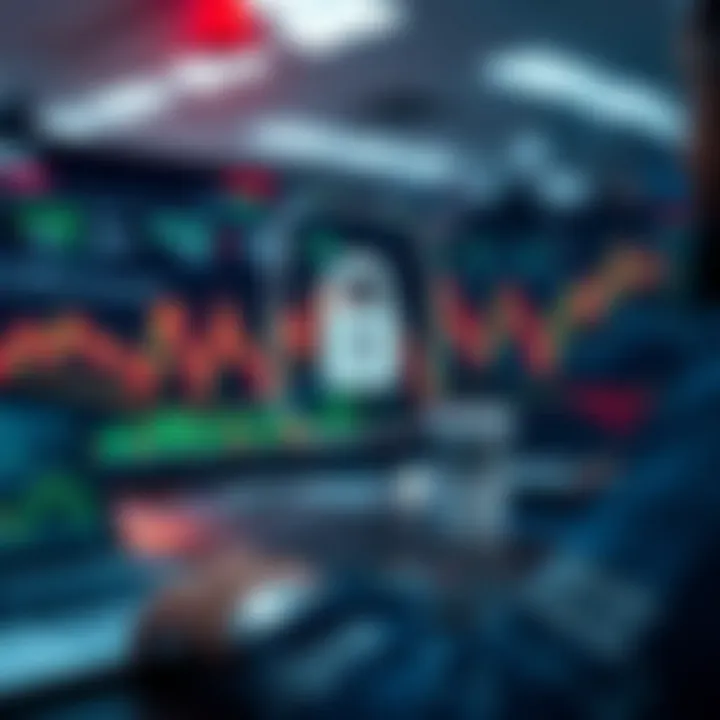 Conceptual illustration of secure online trading featuring digital security icons and trading graphs