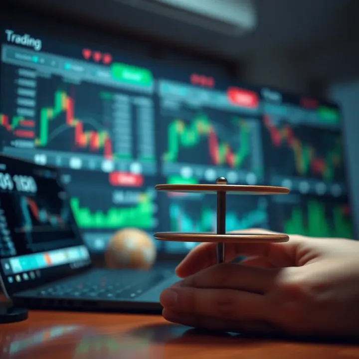 Risk Management and Psychological Balance in Trading Conceptual graphic illustrating risk management strategies and psychological balance in trading