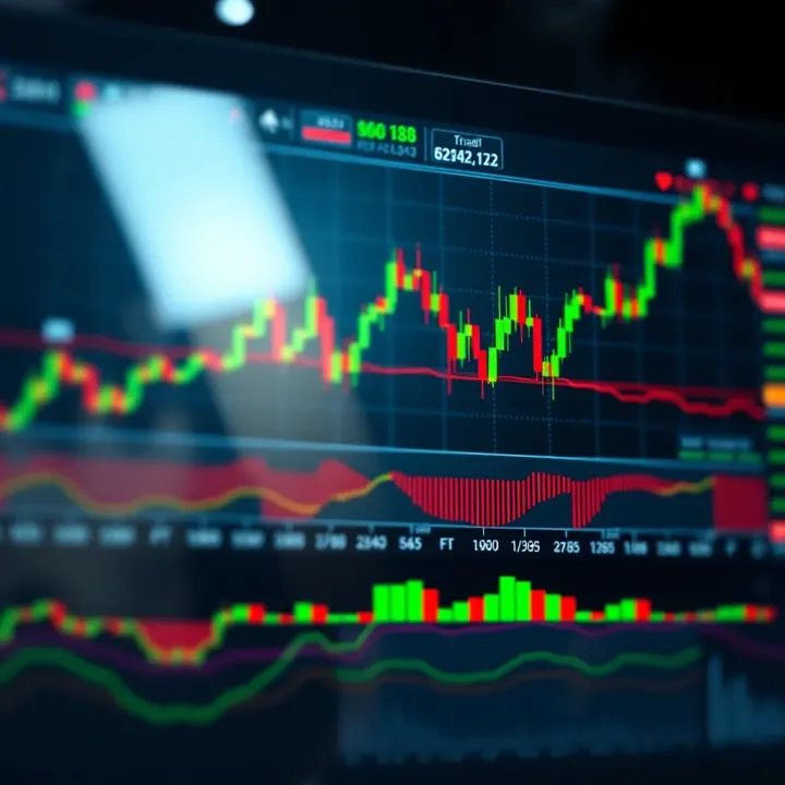 Graph showing binary options trading signals with charts and indicators