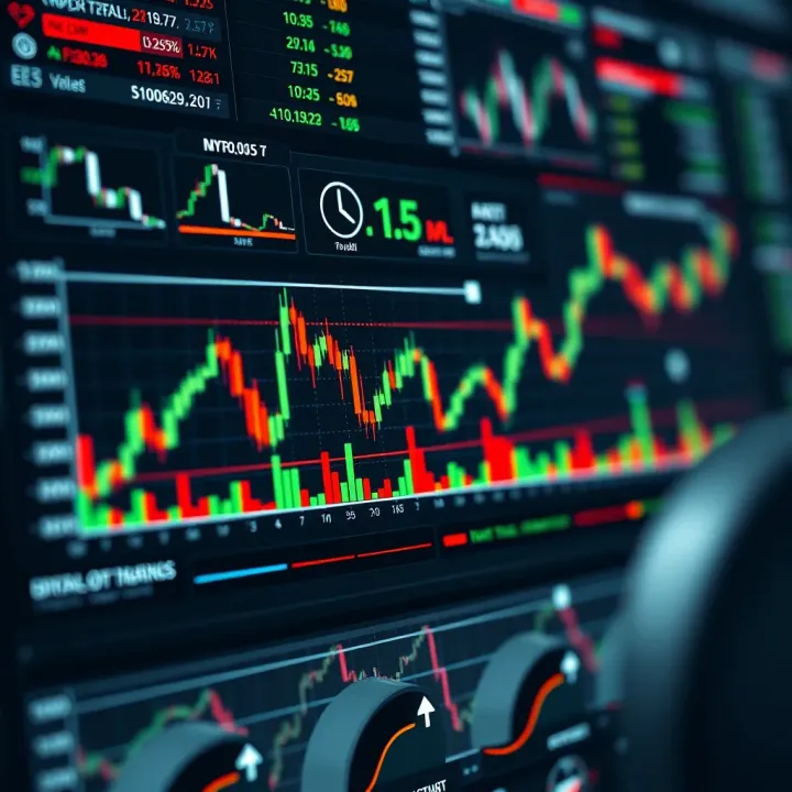 Binary options trading concepts illustrated with charts and financial symbols
