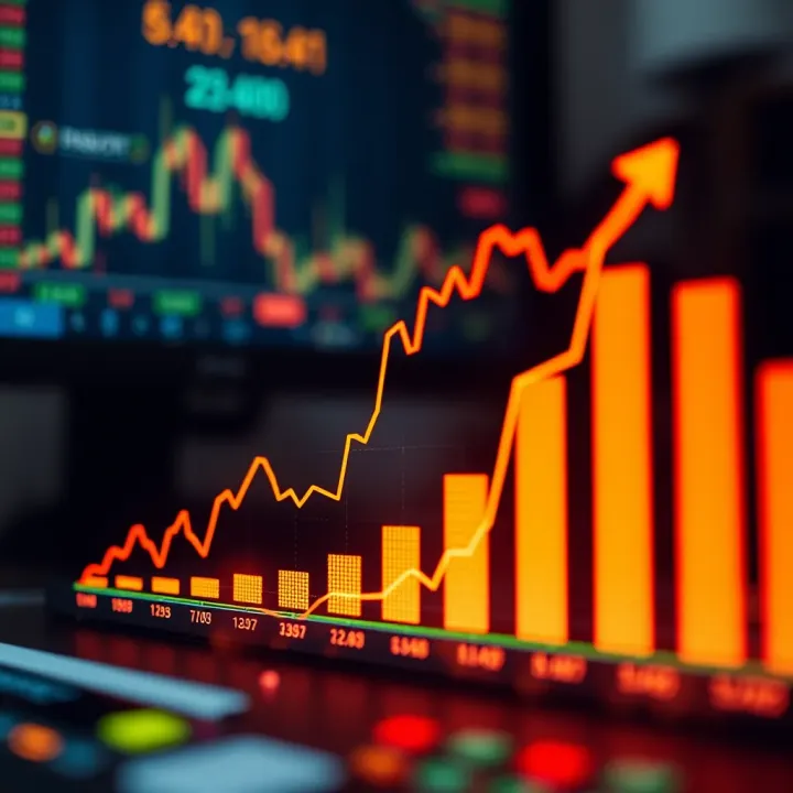 Graph showing growth and trends in copy trading in Brazil with digital financial icons