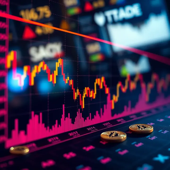Graph showing fluctuations in cryptocurrency prices during day trading sessions