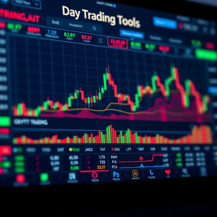 Chart of essential tools and indicators used in cryptocurrency day trading