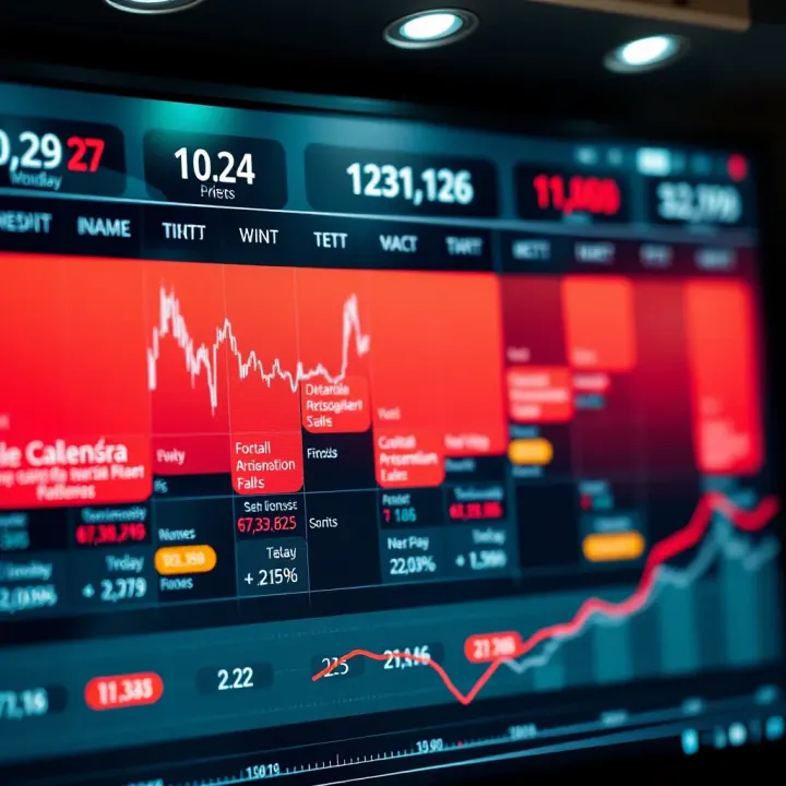 Overview of an Economic Calendar with Key Financial Events Illustration of a digital economic calendar showing various global financial events and data releases