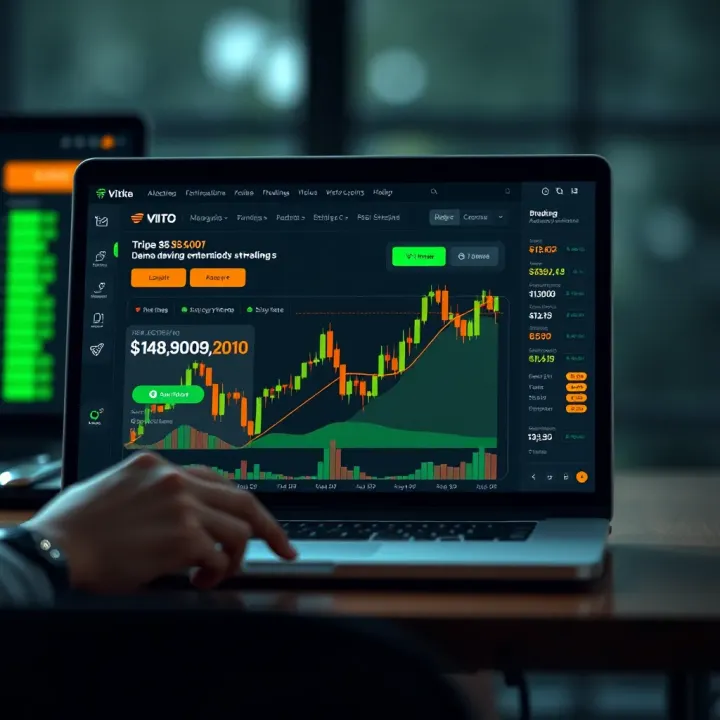 Illustration showing the concept of a free demo account for risk-free trading practice on a digital platform