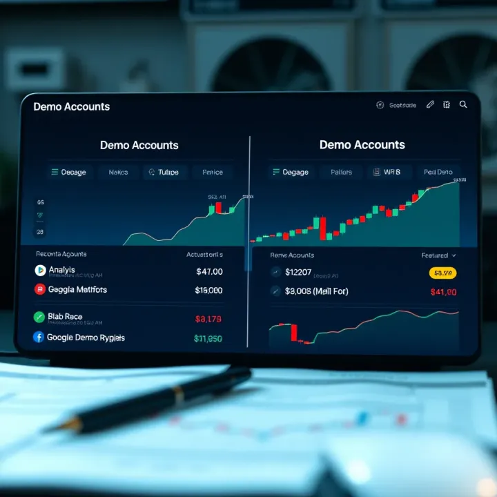 Comparison of features across different demo accounts in various investment platforms