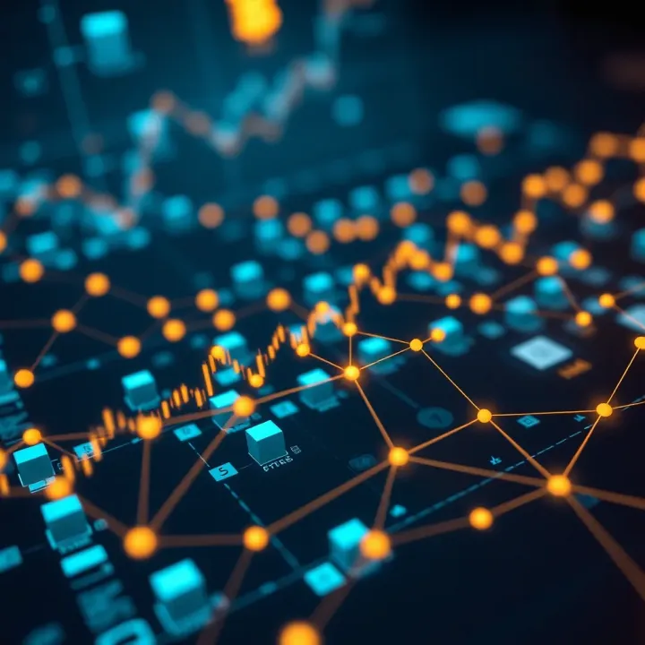 Cryptocurrency Trading Network Concept Visual representation of cryptocurrency trading connected with digital lines and graphs