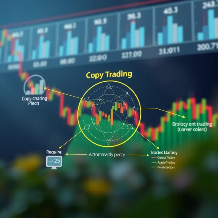Diagram illustrating the concept of copy trading in cryptocurrency where traders replicate expert investor actions automatically