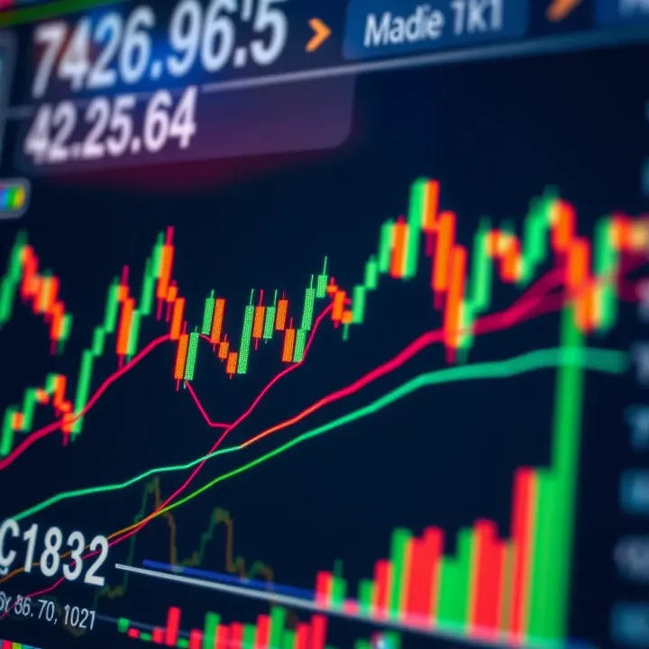Forex trading chart displaying currency pair price movements with technical indicators