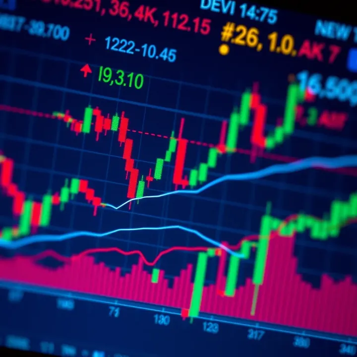 Graph showing technical indicators and trading signals on a financial chart