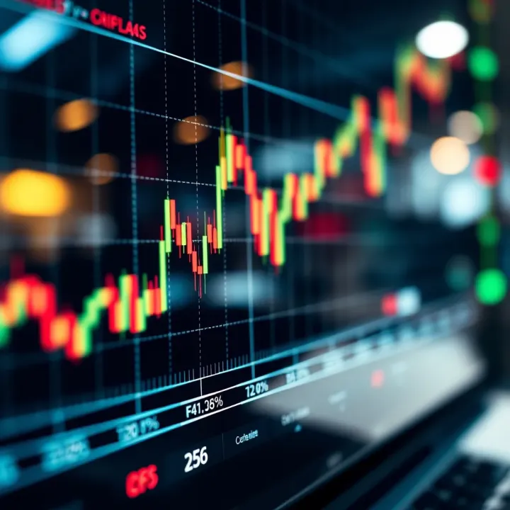 Graph illustrating the price fluctuations of a financial asset during a day trading session with CFDs