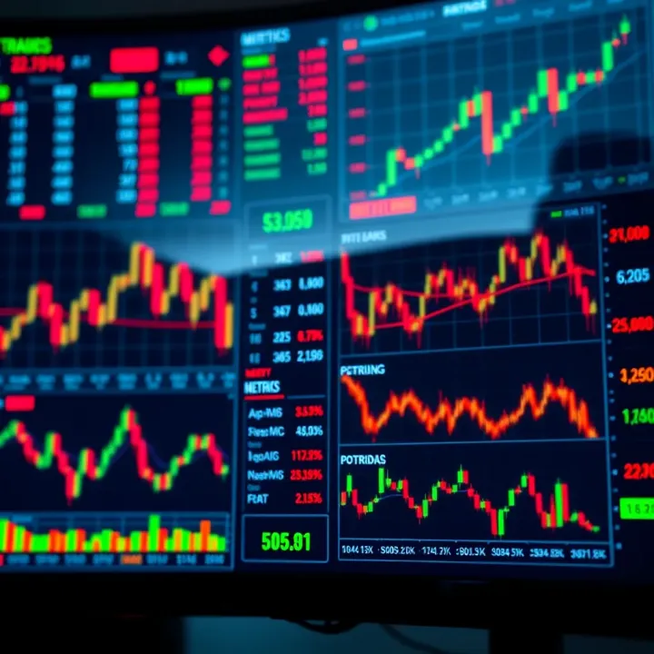 Overview of Key Trading Indicators in Day Trading Courses Digital board showing various trading indicators and metrics used in day trading education