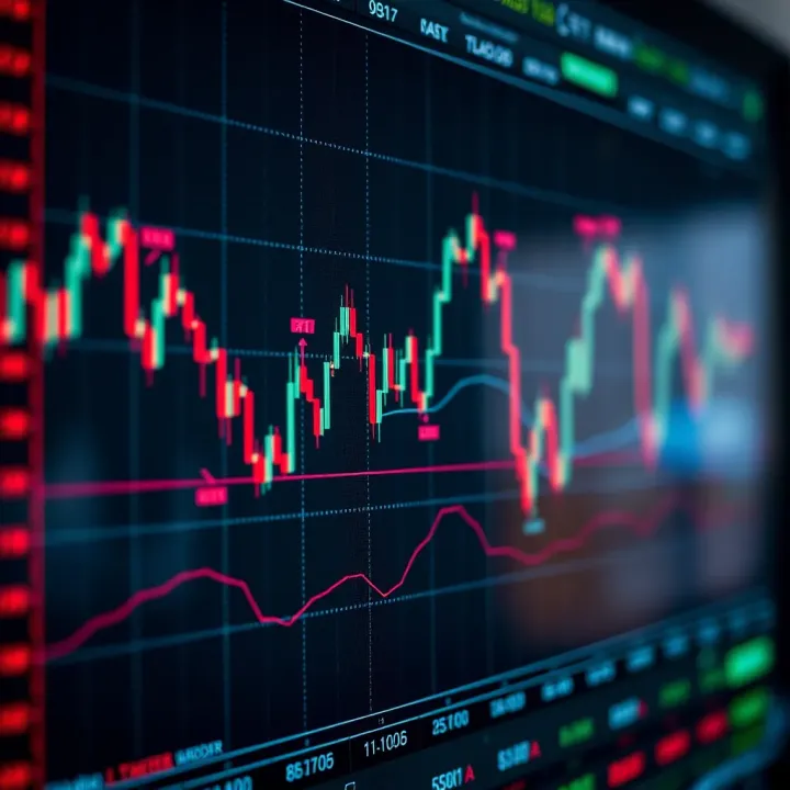 Graph showing intraday stock price fluctuations with highlighted trading signals
