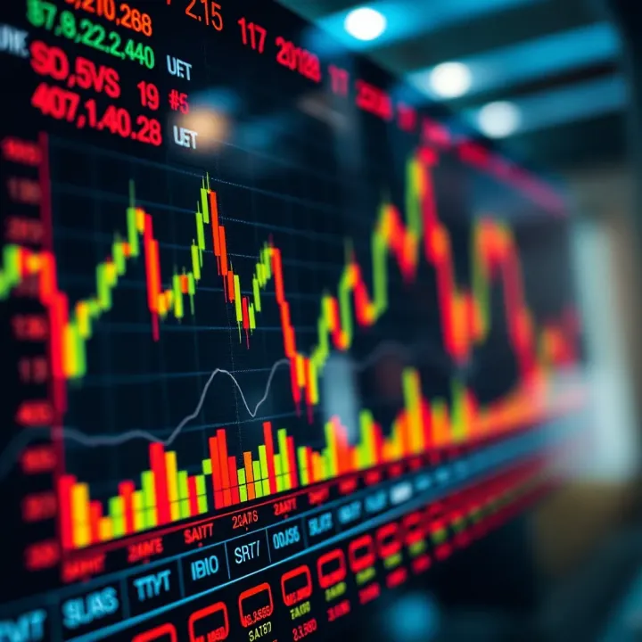 Chart displaying financial data trends and trading indicators in UK stock market