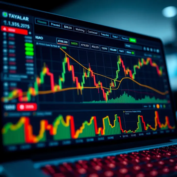 Illustration of a demo trading account interface showing charts and financial data for practice trading