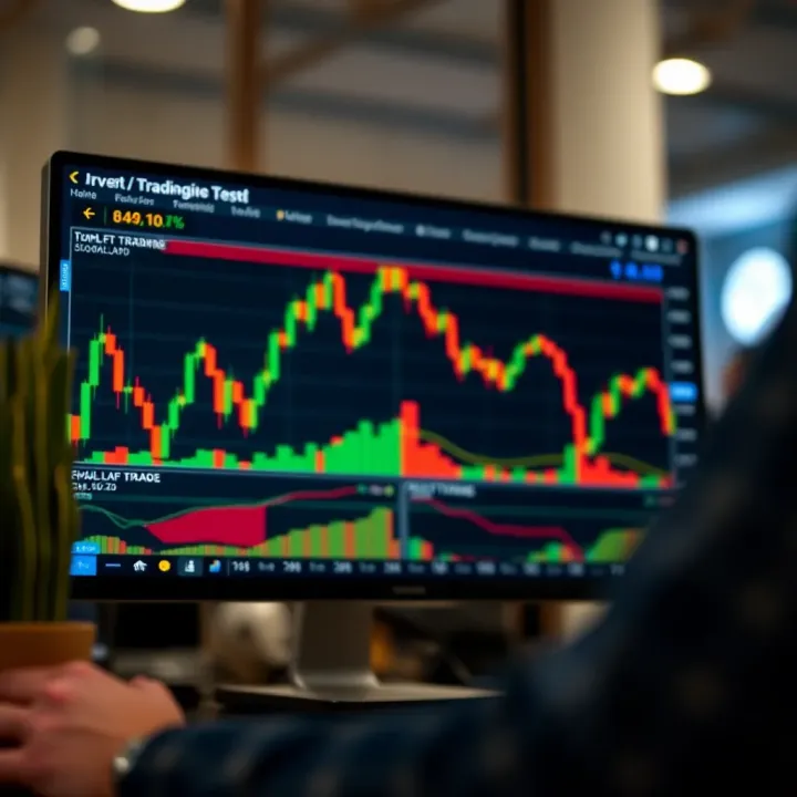 Graph showing investment strategies tested on a demo trading account interface