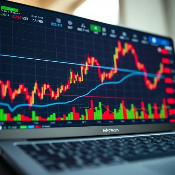Advantages and Risk Management in Demo Trading Graph and financial indicators illustrating demo trading advantages and risk-free learning